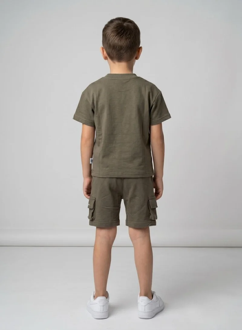 بيبي كلو Boys Olive Brown Summer Shorts Set