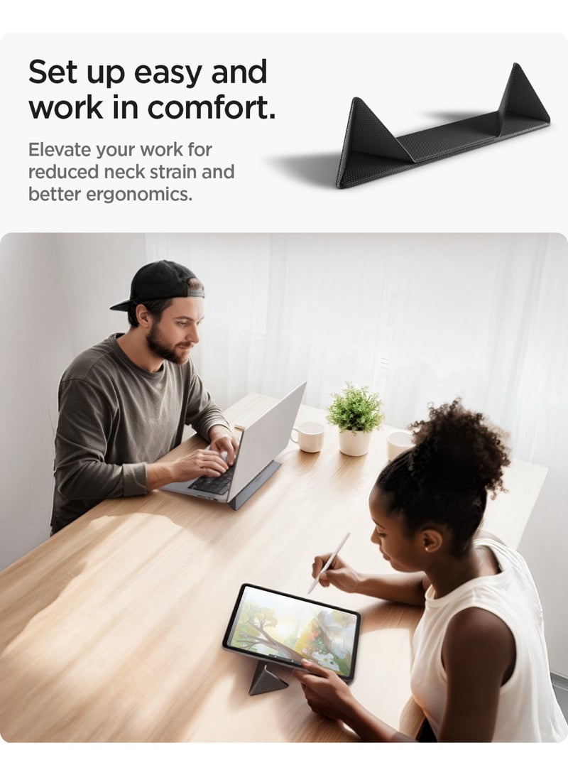 Spigen Slim Fold Portable Laptop Stand Keyboard Riser Foldable Ergonomic Angle Lift Anti-Slip Compatible with MacBook Pro, MacBook Air 11"-16" and iPad/Air/Pro and More - Black (LD201-S4) - Image 3