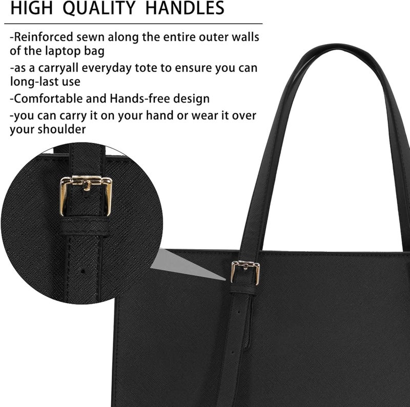 NUBILY Laptop Bag for Women Waterproof Lightweight Leather 15.6 Inch Computer Tote Bag - Image 5