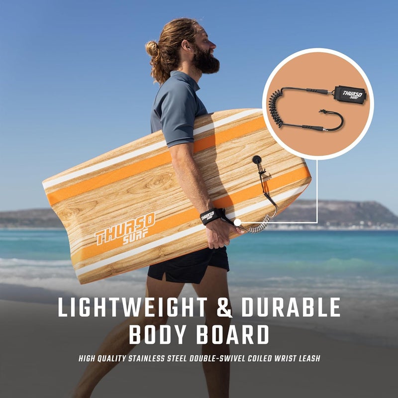 THURSO SURF لوح بدن 42 بوصة خفيف الوزن متين نواة EPS سطح IXPE قاع HDPE سلسل FRP ذيل هلالي قنوات مزدوجة شبكة بلاستيكية مع حبل معصم ملفوف مزدوج من الفولاذ المقاوم للصدأ - Image 4