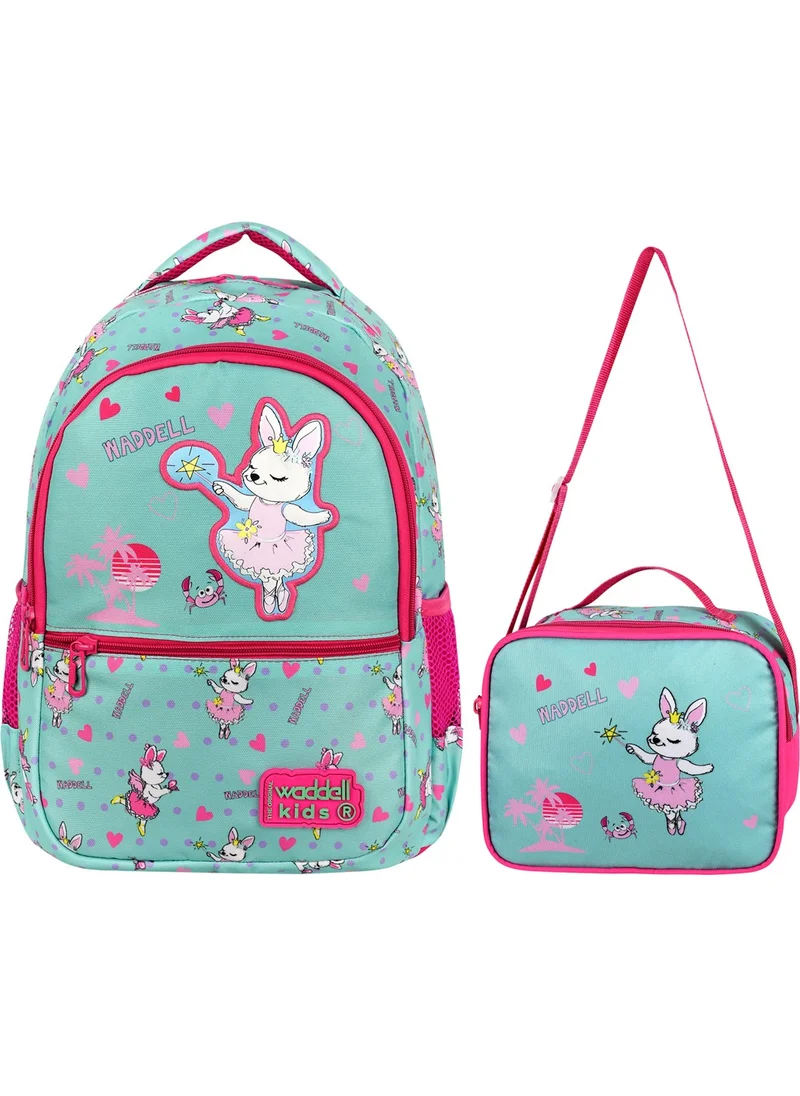 Waddell Licensed Rabbit Leather Embroidery Patterned Girls Primary School Backpack and Lunch Bag