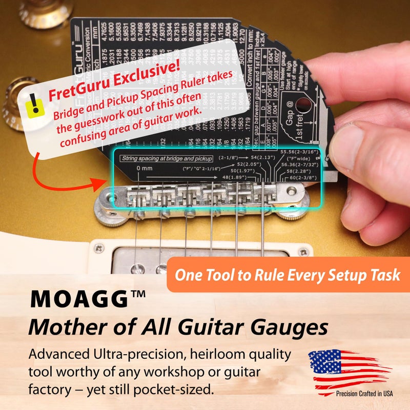 FretGuru XT Guitar String Action Gauge â€“ Pro Fret Rocker, Bridge & Pickup Spacing Ruler, Advanced Ultra-Precision, MOAGGâ„¢ Technology â€“ Guitar Setup Tool for Luthiers with Fret Height/Fret Wear Checker - Image 3
