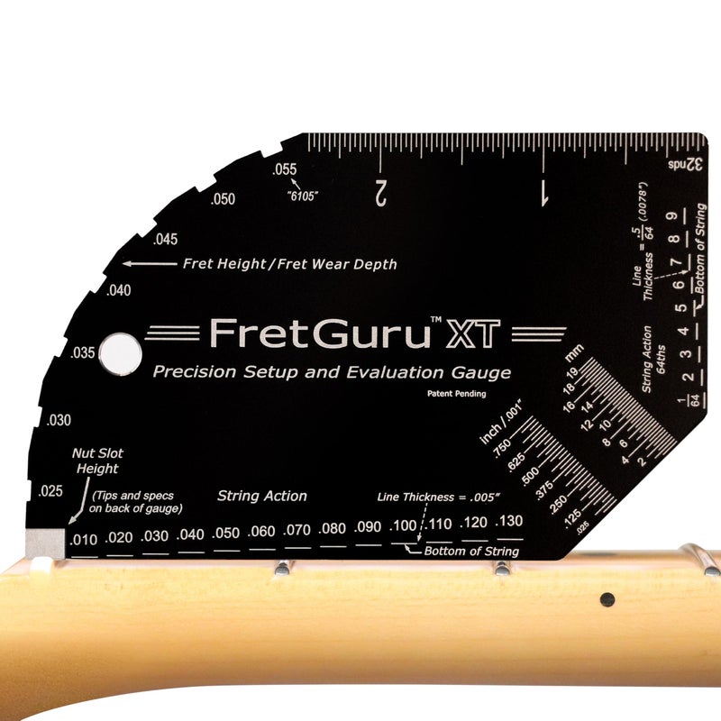 FretGuru XT Guitar String Action Gauge â€“ Pro Fret Rocker, Bridge & Pickup Spacing Ruler, Advanced Ultra-Precision, MOAGGâ„¢ Technology â€“ Guitar Setup Tool for Luthiers with Fret Height/Fret Wear Checker - Image 1
