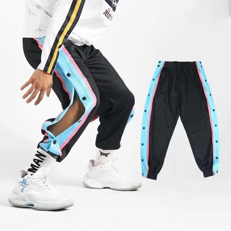 2023 Mens Button-up Loose Casual Wide-Leg Pants BLUE BLACK  - Image 1