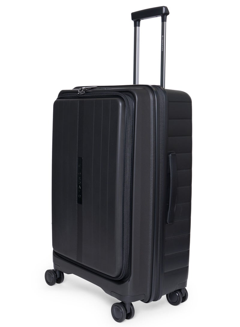 GIORDANO Giordano Titanium 24-Inch Check-In Luggage – Medium Hard Shell Trolley Suitcase with Extra Secure Lock, Expandable Luggage Design, 360° Double Spinner Wheels, Lightweight Unbreakable Travel Bag – Black  - Image 2