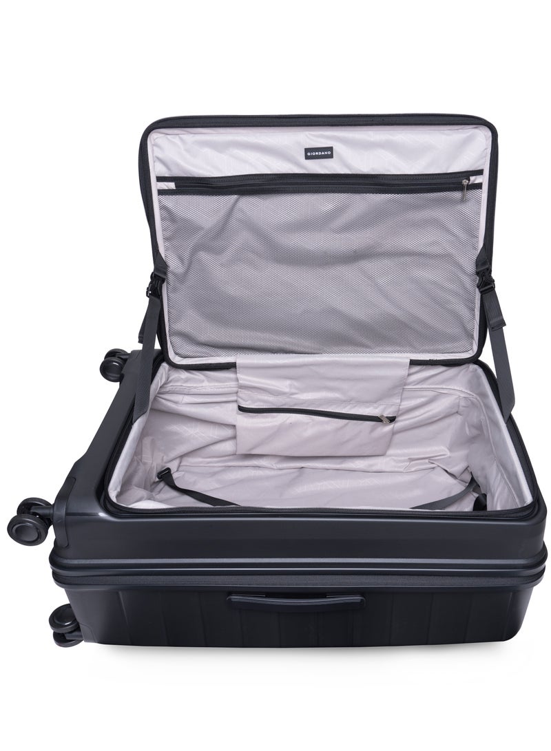 GIORDANO Giordano Titanium 24-Inch Check-In Luggage – Medium Hard Shell Trolley Suitcase with Extra Secure Lock, Expandable Luggage Design, 360° Double Spinner Wheels, Lightweight Unbreakable Travel Bag – Black  - Image 3