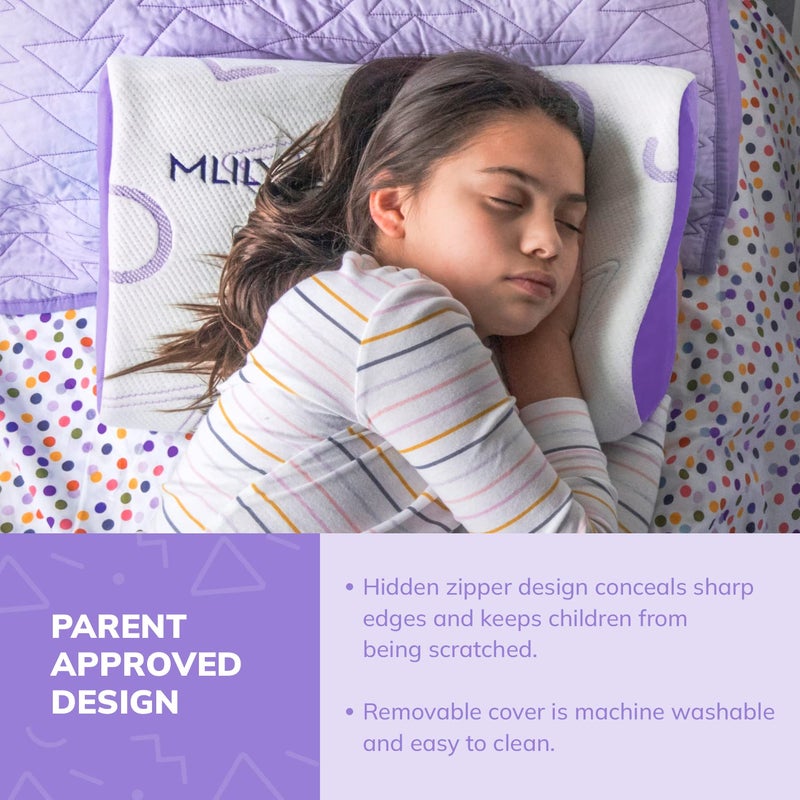 MLILY Kids Pillow for Sleeping, Adjustable Kids Memory Foam Pillow for Bed Set, Breathable and Soft Pillows for Kids Boy Girl, CertiPUR-US Certified, 12x20 Inch, Purple - Image 4