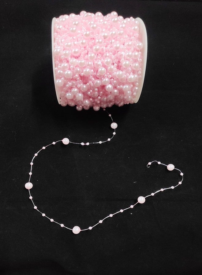 Just Flowers Artificial Faux Pearl Beads Chain Garland 3 mm for Jewelry Making, Decoration, Embellishing Handbags, Garments, Craft Accessories, (5 Meter, Light Pink) - Image 1