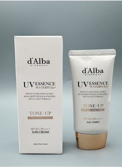 d'alba Piedmont Italian White Truffle Waterfull Tone-up Sunscreen, Vegan Skincare, Tinted Moisturizer with SPF 50+ PA++++, Glowy Sunscreen, Gentle and Safe Use for all Skin Types