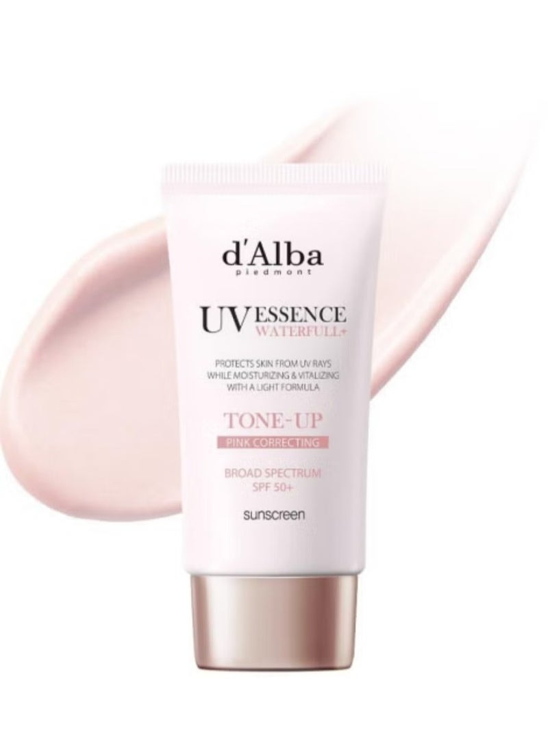 d'alba Piedmont Italian White Truffle Waterfull Tone-up Sunscreen, Vegan Skincare, Tinted Moisturizer with SPF 50+ PA++++, Glowy Sunscreen, Gentle and Safe Use for all Skin Types
