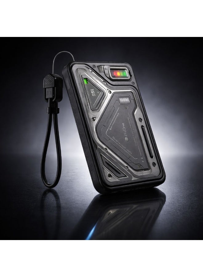 برو واحد بنك طاقة مغناطيسي بسعة 10000 مللي أمبير، شحن سريع بقوة 15 واط، شاحن لاسلكي محمول متوافق مع تقنية MagSafe، بطارية خارجية بمنفذي USB مع مؤشر LED وحماية أمان - Image 1