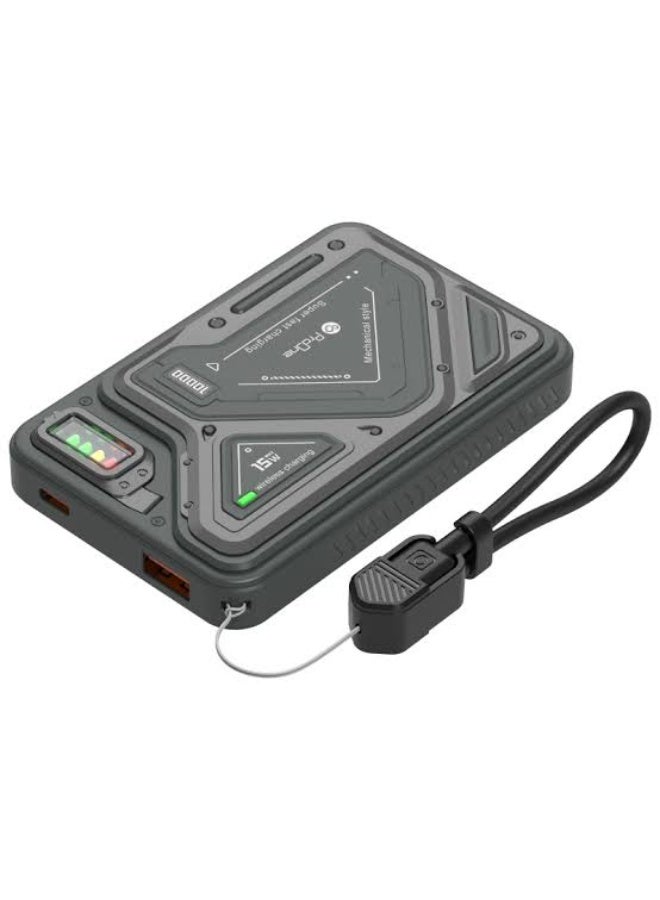 برو واحد بنك طاقة مغناطيسي بسعة 10000 مللي أمبير، شحن سريع بقوة 15 واط، شاحن لاسلكي محمول متوافق مع تقنية MagSafe، بطارية خارجية بمنفذي USB مع مؤشر LED وحماية أمان - Image 2