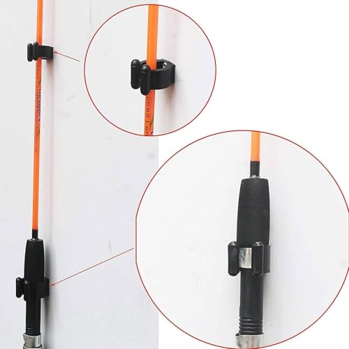 EEEKit 20 Pieces Fishing Rod Clips, Wall Mounted Fishing Pole Holder Storage Rack, Black Storage Clips Clamps Rack Organizer for Rod Billiards Cue Snooker Cue - Image 5