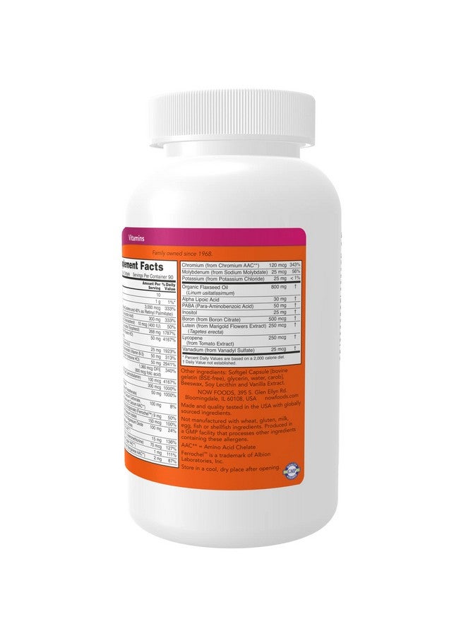now Supplements Liquid Multi Gels With Lutein And Lycopene Plus Flax Seed Oil 180 Softgels - Image 4