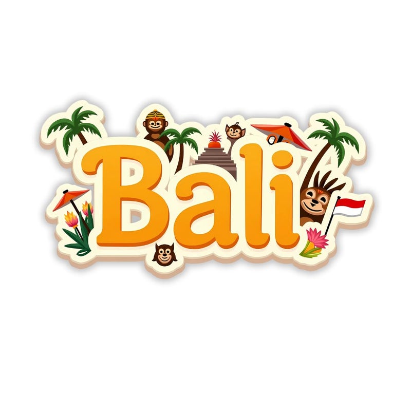 GIFTODAY Bali Country Theme Souvenir Wooden Fridge Magnet for Refrigerator Bali Printed Magnet for Office and Home Decoration Perfect Souvenir Gift for Brother Sister Kids Pack of 1 Size 3x3 Inch - Image 1