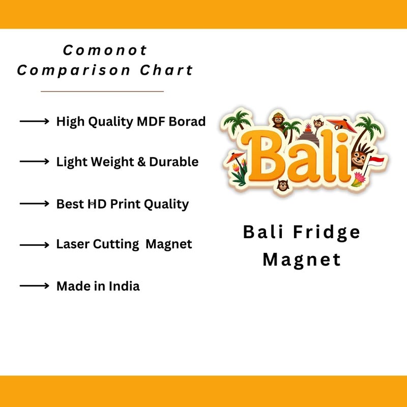 GIFTODAY Bali Country Theme Souvenir Wooden Fridge Magnet for Refrigerator Bali Printed Magnet for Office and Home Decoration Perfect Souvenir Gift for Brother Sister Kids Pack of 1 Size 3x3 Inch - Image 5