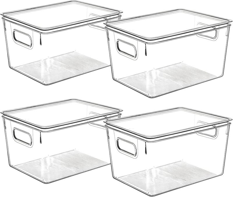 CONTROL KITCHEN Clear Storage Bins with Lids, Stackable Pantry Organizers and Storage Plastic Containers, Fridge Organizer Bins Kitchen Cabinet Organizer Bin for Organizing Refrigerator Organization - Image 1