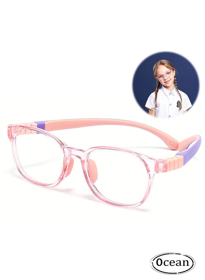 JS Anti-Blue Light Blocking Glasses, Kids Anti Glare Eyestrain UV, TV Phone Children Silicone Safety Eyewear for Boys and Girls Age 3-12 - Image 1