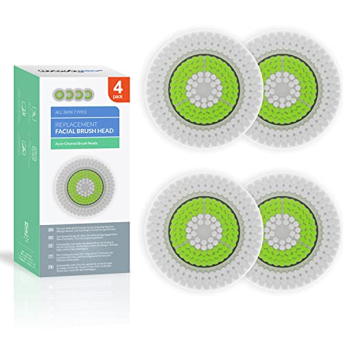 Brushmo Brush Head Replacements Compatible with Clarisonic Mia 1, Mia 2, Mia Fit, Alpha Fit, Smart Profile Uplift and Alpha Fit, Acne Cleansing Facial 4 Pack (Acne Cleansing) - Image 1