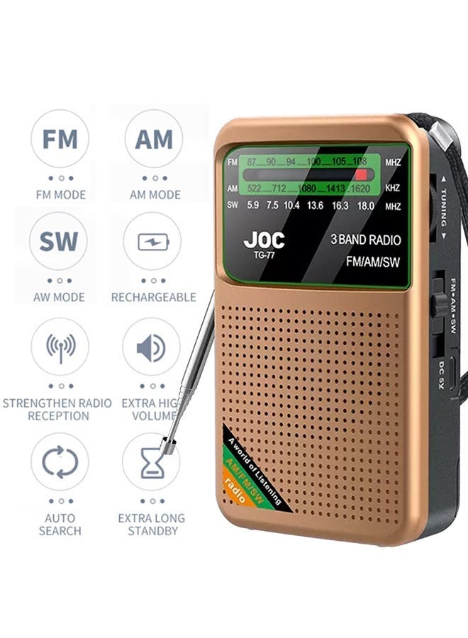 Retro Vintage Radio FM AM SW, Portable Transistor Radio with Micro-SD/TF Card/AUX/USB Player, Bluetooth Speaker for Home/Outdoor, Battery Powered & Rechargeable | Best Price KSA | Riyadh,  Jeddah - Image 2