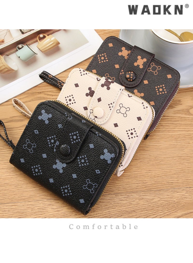 WAOKN Women's Versatile Short Zipper Wallet Highlighting Unique Temperament Business Card Holder, Compact Hand Fashion Element Coin Purse with Distinctive Pattern Design Leading the Trend（Dark Coffee ）  - Image 5