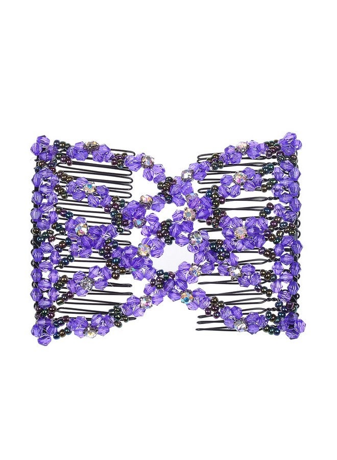 Lovef 4Pcs/Pack Crystal Rhinestone Easy Combs Magic Beaded Double Stretching Combs - Image 4