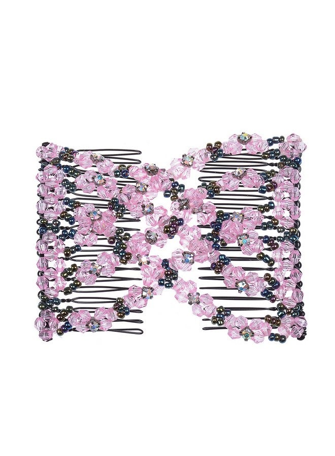 Lovef 4Pcs/Pack Crystal Rhinestone Easy Combs Magic Beaded Double Stretching Combs - Image 3