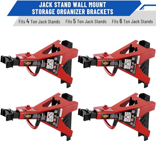 Racewill 4 Packs Jack Stand Holder Wall Mount Organizer Bracket Rack Fits 4 & 5 & 6 Ton Jack Stands - Image 4