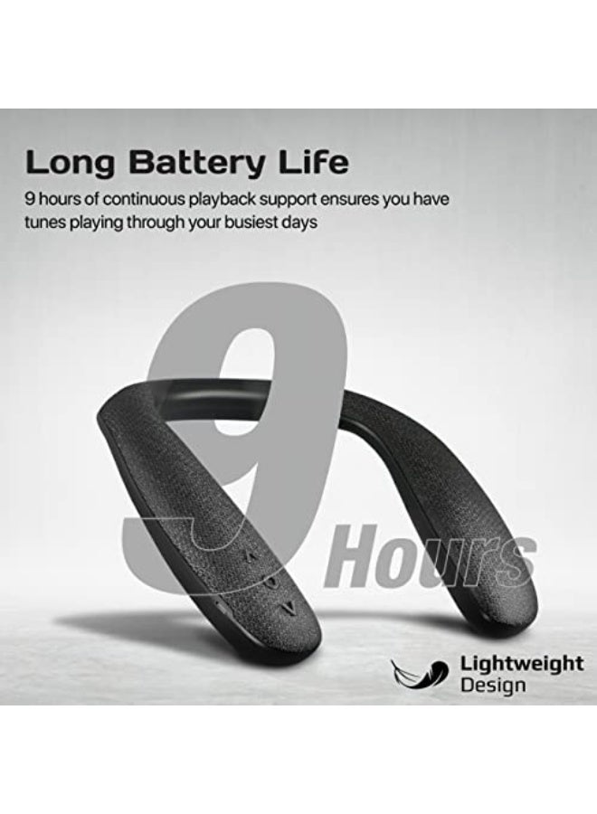 Bluetooth 5.0 Neckband Speaker,Premium HD Stereo Sound Wearable Speaker with 360-Degree Sound,Lightweight Design,Silicone Make,9H Playtime and Button Controls for Smartphones,Tablets,Hook - Image 2