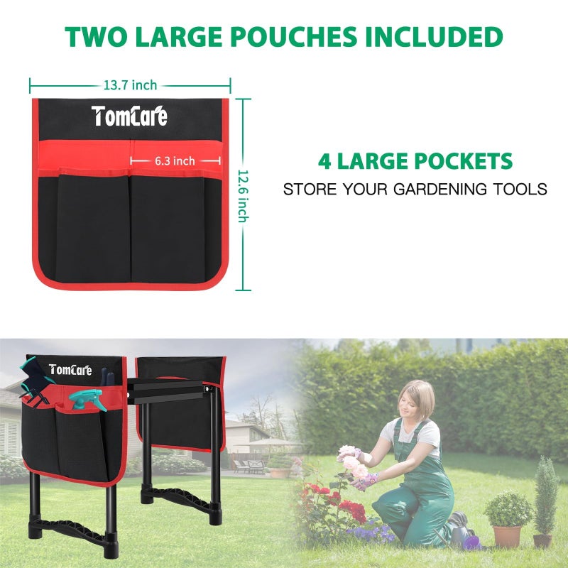 TomCare Garden Kneeler and Seat 10.64â€ Wider Larger Soft Kneeling Pad Garden Bench with 2 Large Tool Pouches Heavy Duty Garden Stool Foldable Tools Gardening Gifts for Women Men Gardeners,Black - Image 4