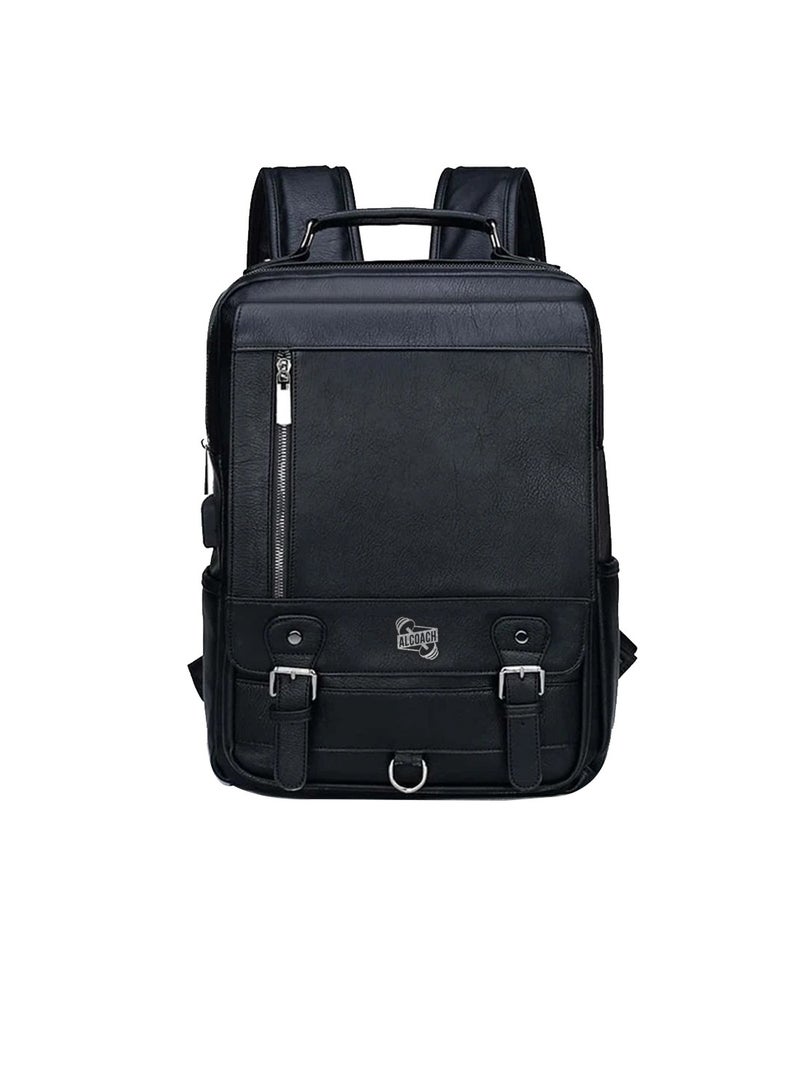 ALCOACH Alcoach Leather Briefcase withJeep Laptop Pocket Backpack with Adjustable Straps Lightweight Leather Briefcase Multiple Compartments Double Zippers Secure for Laptops and Tablets  - Image 5