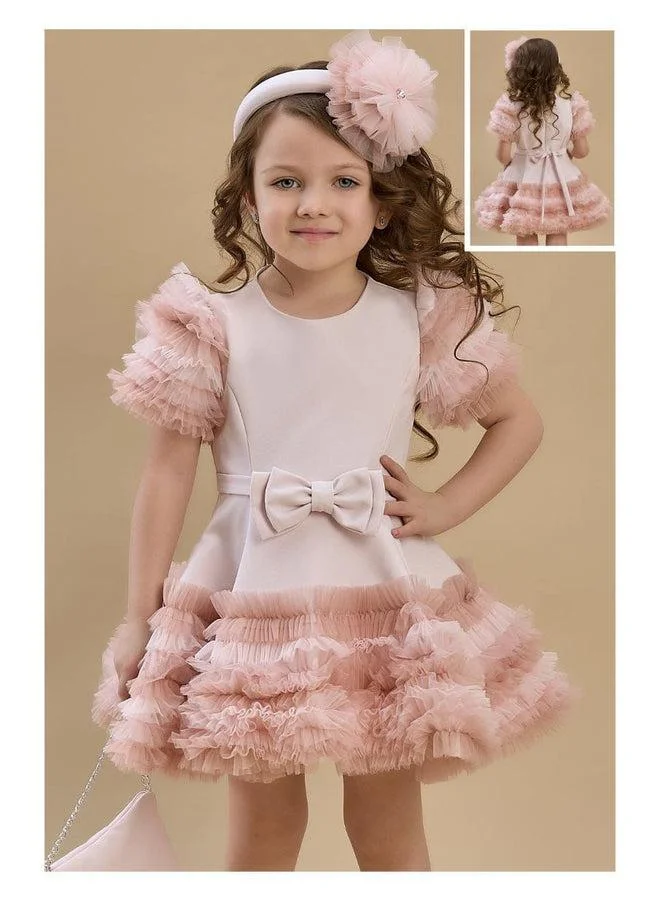 فيا بامبينو Blush Ruffle-Tier Bow-Waist Party Dress 3329