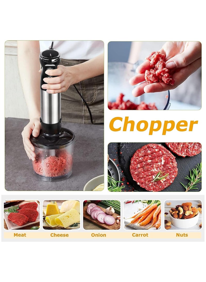 6 in 1 Hand Blender, 800W Electric Immersion Blender, 12-Speed Stainless Steel Hand Stick Blender with Egg Whisk, Milk Frother, 500ml Chopper Bowl,600ml Food Processor for Smoothies, Puree, Baby Food  - Image 5