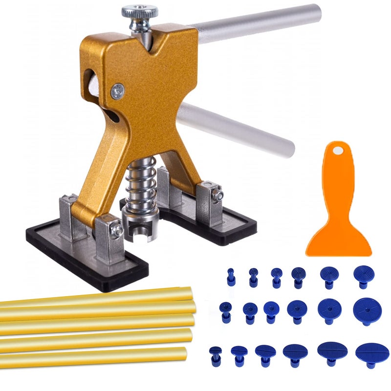 iHMeiju Paintless Car Dent Puller Kit Dent Removal Kit Tool Car Dent Remover Auto Body Dent Repair Tool Kit Golden Lifter Dent Repair Puller for Car Body Motorcycle Refrigerator