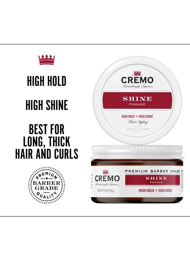 cremo Premium Barber Grade Hair Styling Shine Pomade, High Hold & Shine, 4 Oz - Image 3