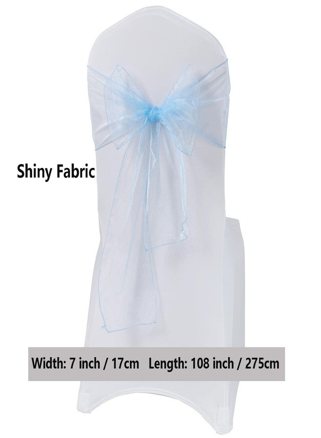 MAGTOWNE Organza Chair Sashes Ties 50 Pack Universal Chiffon Knots Light Blue Chair Bows for Wedding Party Reception Ceremony Banquet Decorations - Light Blue - Image 3