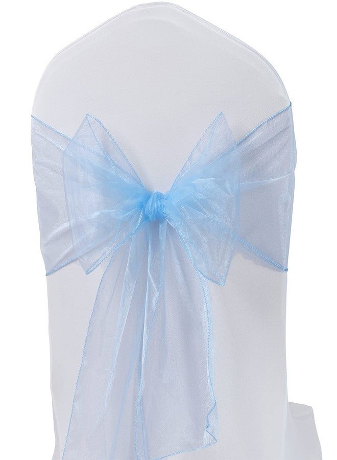 MAGTOWNE Organza Chair Sashes Ties 50 Pack Universal Chiffon Knots Light Blue Chair Bows for Wedding Party Reception Ceremony Banquet Decorations - Light Blue - Image 1