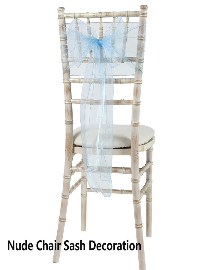 MAGTOWNE Organza Chair Sashes Ties 50 Pack Universal Chiffon Knots Light Blue Chair Bows for Wedding Party Reception Ceremony Banquet Decorations - Light Blue - Image 4