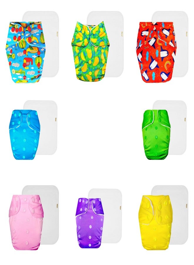 Dumbledo Premium Cloth Diaper with Cotton Insert (Pack of 8) | Snug Fit | 6-Layer Absorbent Pad | Quick Dry | Ideal for Toddlers | 3 Months - 3 Years | Unisex Baby - Image 1