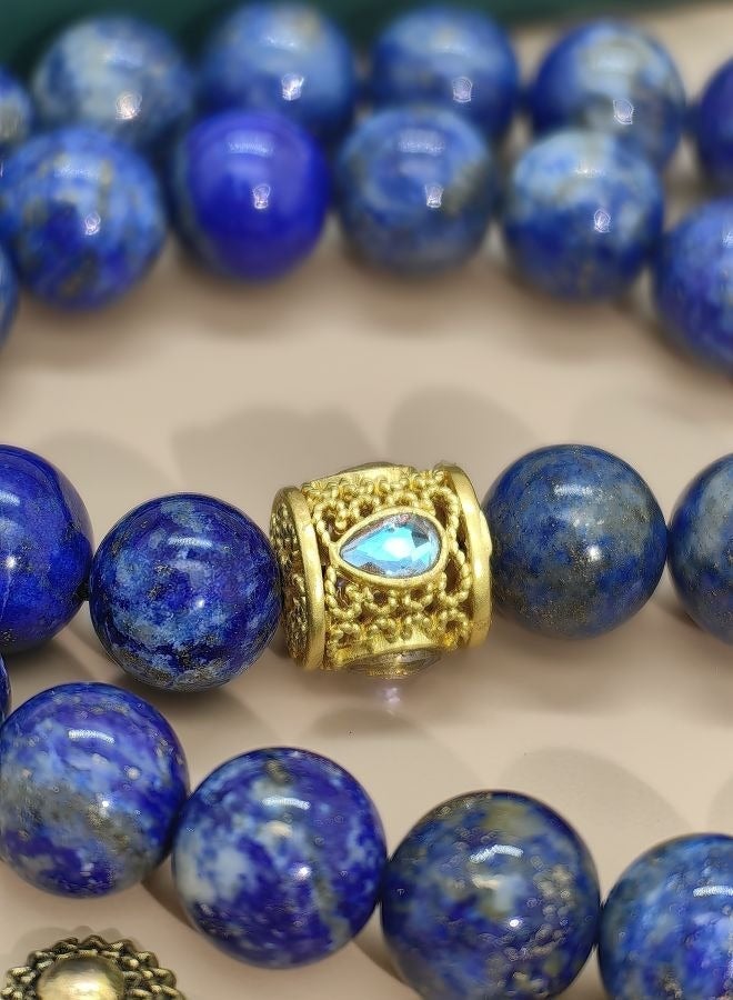 موجود تصميم أصلي/33 حبة صلاة من اللازورد الطبيعي من APIs/ta S مغلقة/10 أمهات - Image 4