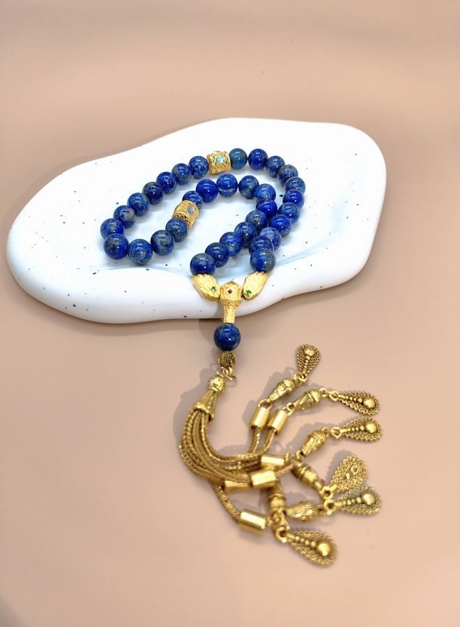 موجود تصميم أصلي/33 حبة صلاة من اللازورد الطبيعي من APIs/ta S مغلقة/10 أمهات - Image 5