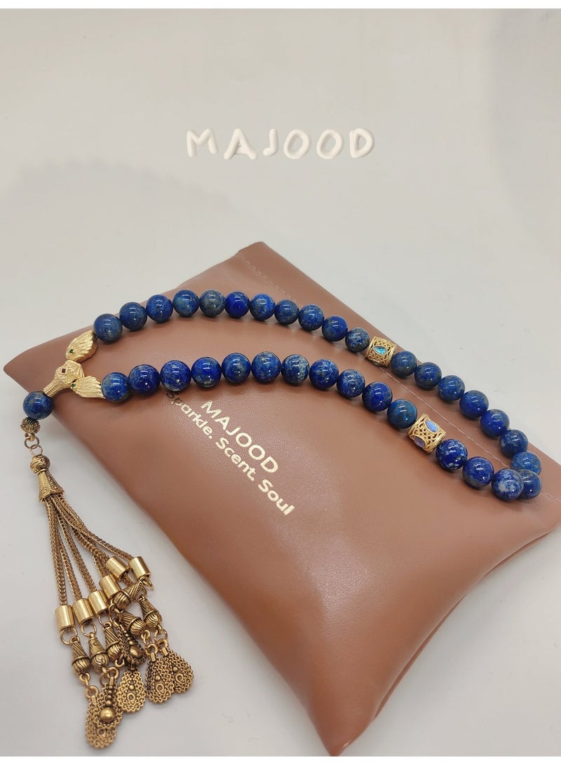 موجود تصميم أصلي/33 حبة صلاة من اللازورد الطبيعي من APIs/ta S مغلقة/10 أمهات - Image 1