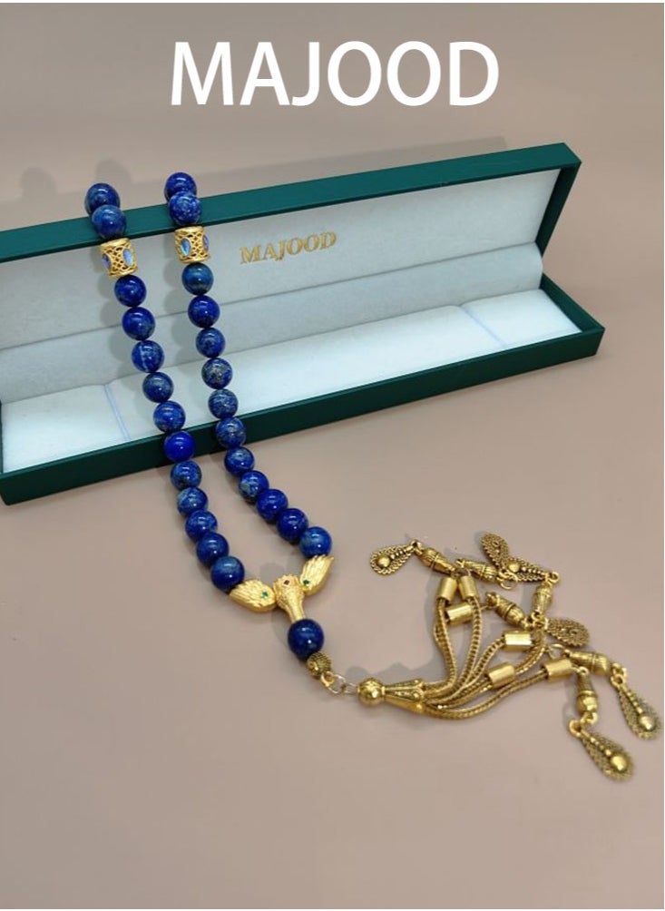 MAJOOD Original Design/33 Natural Lapis Lazuli Prayer Beads/Tasbih/10mm  - Image 1