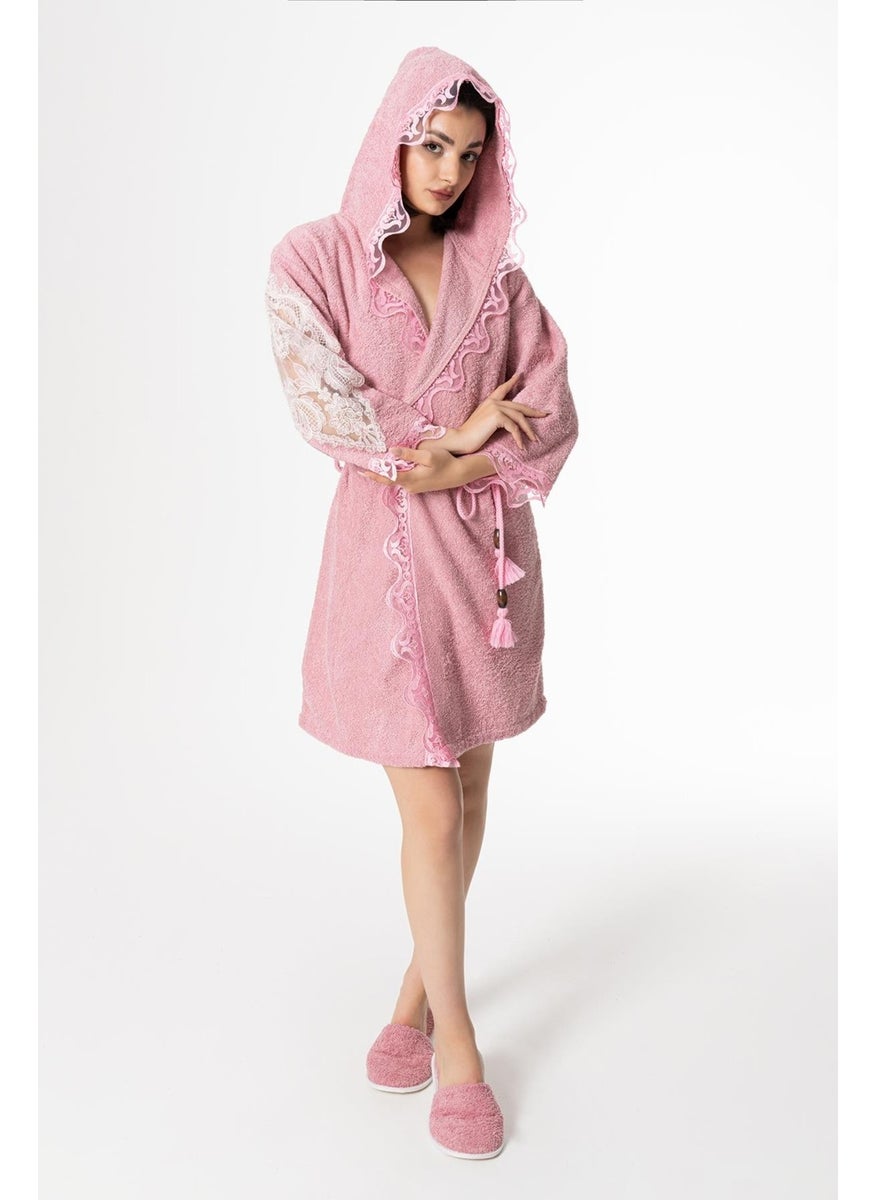 Ender Home Lena Bridal Bathrobe Set 5 Pieces Lace Dowry Women's Bathrobe  - Image 3
