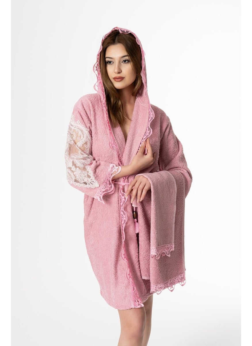 Ender Home Lena Bridal Bathrobe Set 5 Pieces Lace Dowry Women's Bathrobe  - Image 1