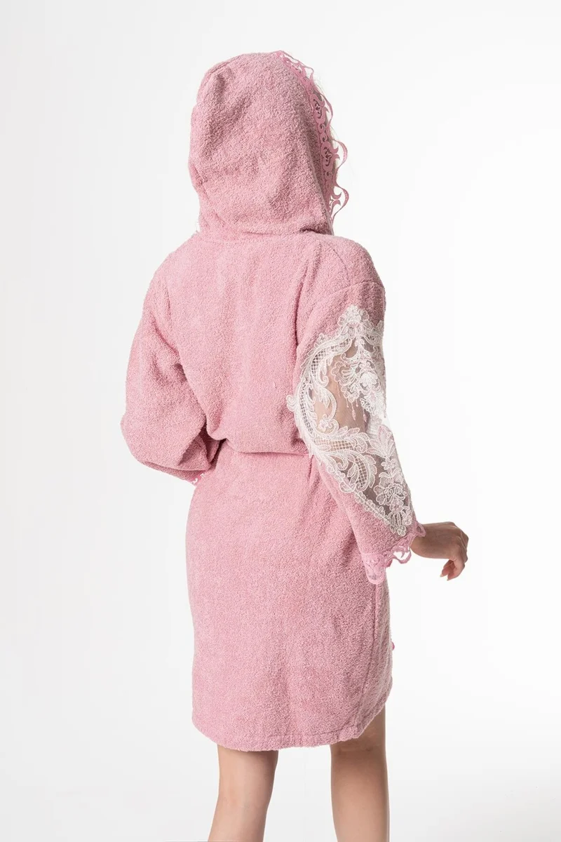 Ender Home Lena Bridal Bathrobe Set 5 Pieces Lace Dowry Women's Bathrobe