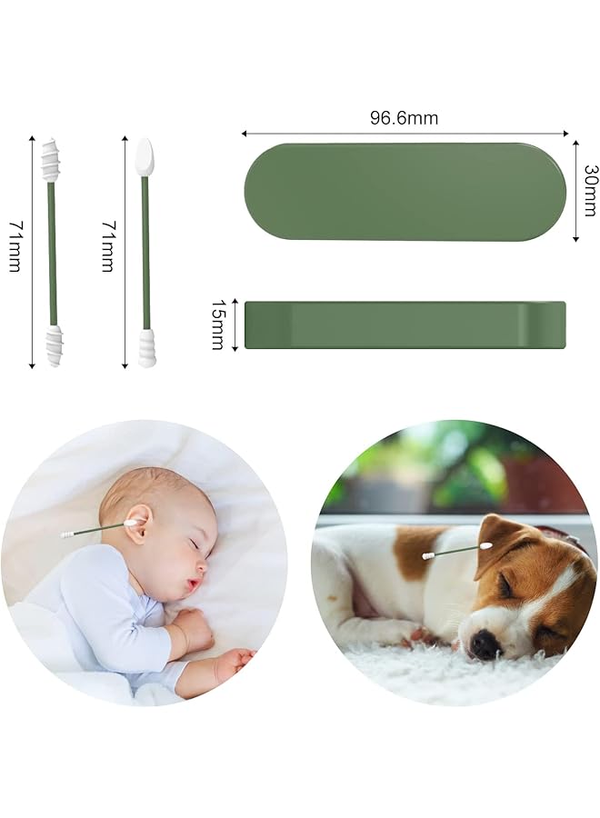 NALACAL 3 Boxes Of Silicone Cotton Sticks Double Headed Washable Cotton Swabs Reusable Spiral Cotton Swabs With Storage Box For Daily Makeup And Ear Cleaning (Gray Green Blue) - Image 2