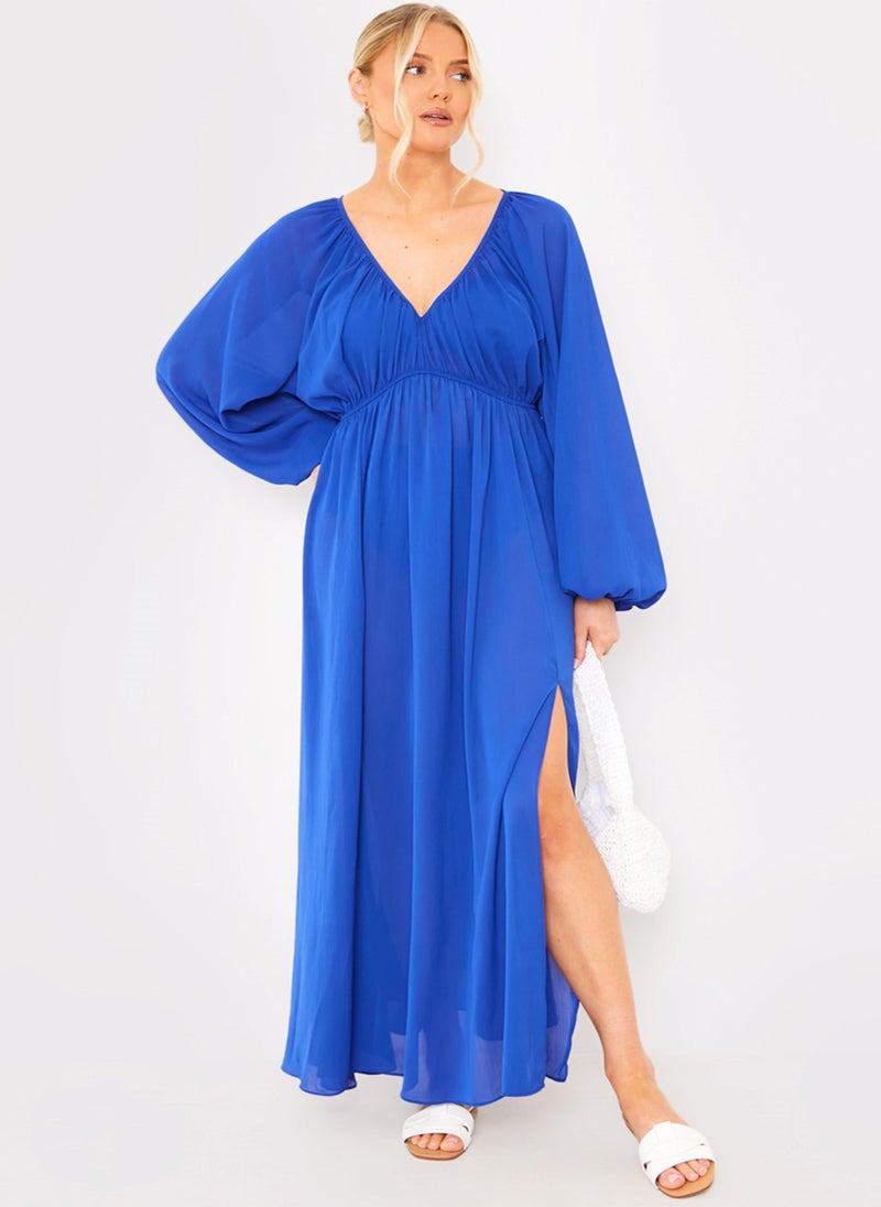 In the style Puff Sleeve Ruched Waist Beachwear Dress - Image 1