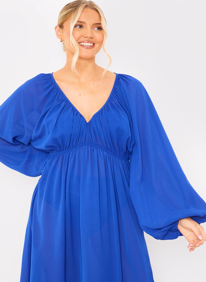 In the style Puff Sleeve Ruched Waist Beachwear Dress - Image 4