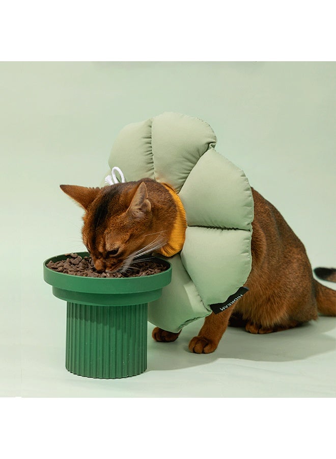 ILovhaprty Green Flower Cat Cone Collar, Cute Waterproof Cat Recovery Collar, Anti-Bite Lick Wound Healing Safety Elizabethan e Collar for Cats All-Season Style for Cats weighing 2.5-5kg - Image 1